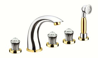 Смеситель на борт ванны Fiore VENERE SKY (SWAROVSKI®) 13CO0608 цвет: хром/золото