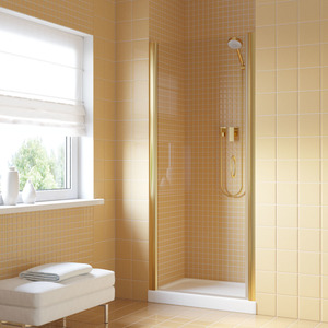 Душевая дверь Vegas-glass  EP LUX 85 09 01 L 85см  стекло прозрачное профиль золото глянцевое