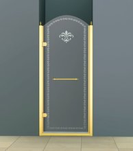 Душевая дверь Cezares RETRO-B-1-90-CP-G-L стекло прозрачное с узором, профиль золото