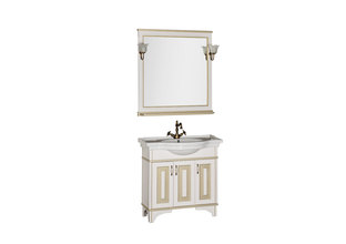 Комплект мебели для ванной Aquanet Валенса 90 белый краколет/золото
