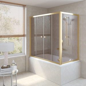 Шторка на ванну Vegas-Glass  Z2V+ZVF 150*80 09 05  стекло бронза, профиль золото