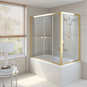 Шторка на ванну Vegas-Glass  Z2V+ZVF 160*70 09 01  стекло прозрачное, профиль золото