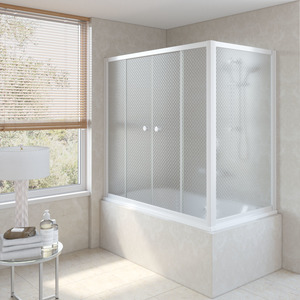 Шторка на ванну Vegas-Glass  Z2V+ZVF 150*85 01 R04  стекло ретро, профиль белый