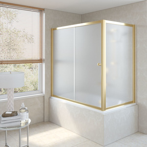 Шторка на ванну Vegas-Glass ZV+ZVF 150*85 09 10  стекло сатин, профиль золото