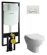 Комплект подвесного унитаза Vitra Zentrum 9012B003-7206 с сиденьем микролифт, инсталляцией и панелью управления