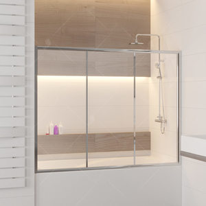 Шторка на ванну RGW SC-41, профиль хром, стекло прозрачное 150x150 (04114115-11)