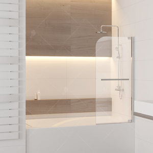 Шторка на ванну RGW SC-02, профиль хром, стекло прозрачное 100x150 (03110210-11)