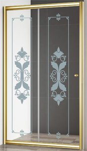 Душевая дверь Cezares GIUBILEO-BF-1-120-CP-G стекло прозрачное с узором, профиль золото
