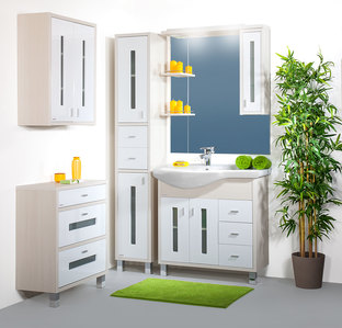 Комплект мебели Бриклаер Бали 90 L светлая лиственница/белый глянец