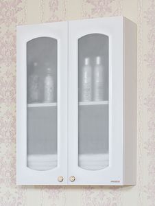Шкаф навесной Бриклаер Анна 65 Белый со стеклянными дверками