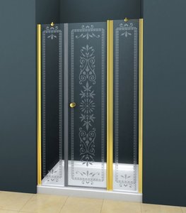 Душевая дверь Cezares ROYAL PALACE-B-13-30+60/30-CP-G стекло прозрачное с узором, профиль золото