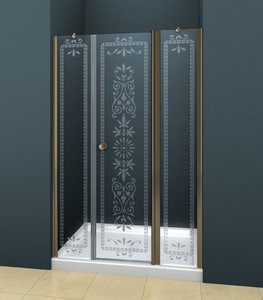 Душевая дверь Cezares ROYAL PALACE-B-13-30+60/40-CP-Br стекло прозрачное с узором, профиль бронза