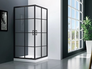 Душевой угол Veconi RV-09 90x90x195 стекло прозрачное профиль черный (RV09-90-11-C5)