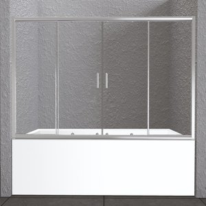 Шторка для ванны Belbagno UNIQUE-VF-2-150/180-140-C-Cr стекло прозрачное
