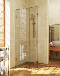 Душевой уголок UnitGlass CELESTA GS-DWG 110x110x200 профиль хром стекло серое